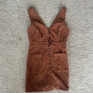 SHEIN Brown Corduroy Mini Dress